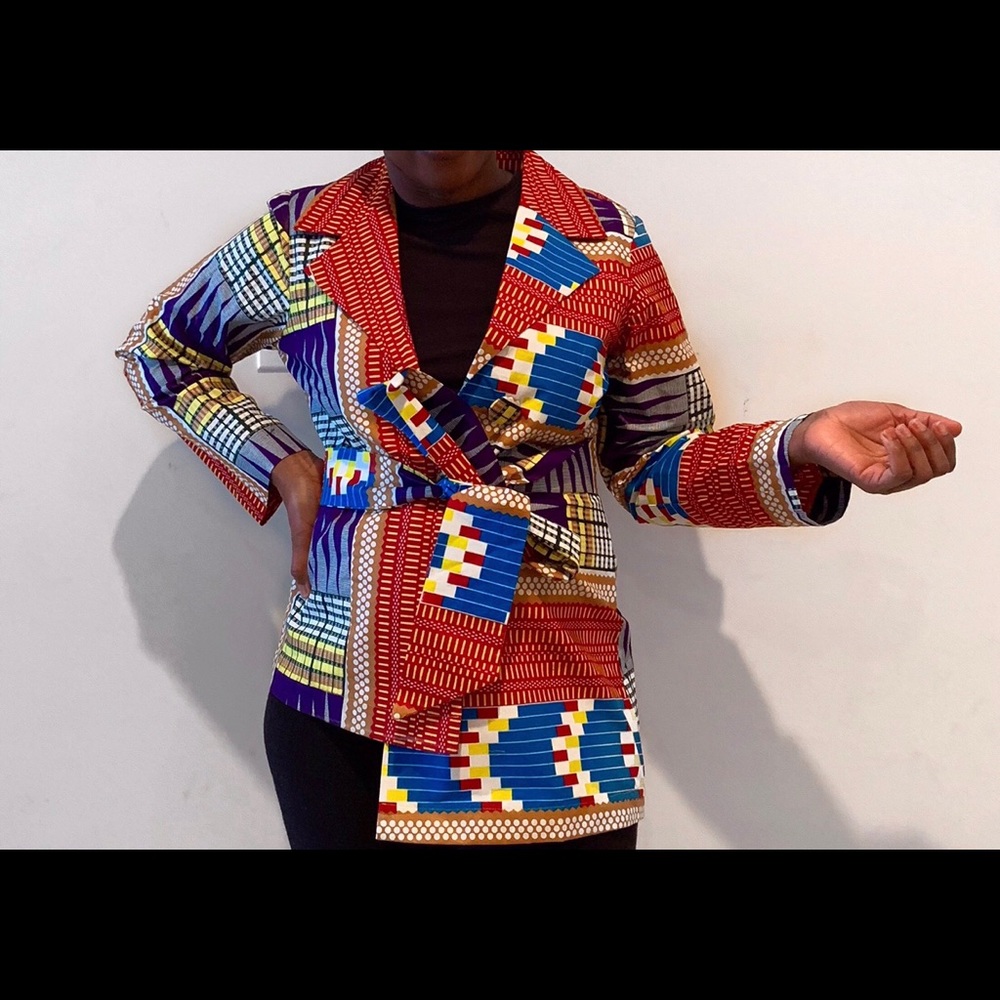 African Print Ankara Multicolor Handmade Peplum Blazer